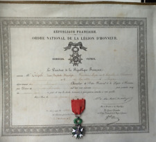 Antiuqe Diploma Patent Wearing Badge Rare Enamels Legion Honor 1877 Old France picture
