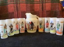 AceeBlueEagle 1959 Vintage Knox Oil Co. Oklahoma Indians pitcher and glass set picture