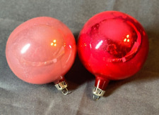 2 Vintage 1950's Hot Pink & Light Pink Mercury Glass Christmas Ornaments picture