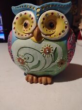 Multi Color Hand Painted  Owl Statue with rhinestone accents 10
