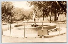Wichita KS RPPC Boy & His Leaky Boot Fountain~Vandals Destroyed It 1969 PC 1909 picture