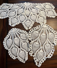Vintage Set of 3 White Crochet Doilies Doily, Pineapple / Grape Pattern picture