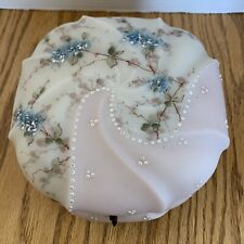 Antique Wave Crest Helmschmied Swirl Glass Opal Ware Powder Dresser Box 7” READ picture