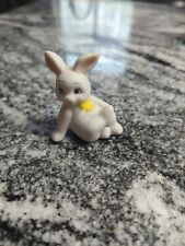 Vintage Russ Berrie Porcelain White Bunny Rabbit Figurine Replacement Yellow Bow picture
