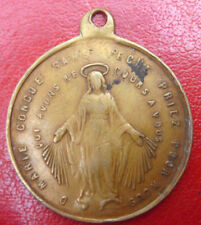 VIRGIN IMMACULATE CONCEPTION RARE ANTIQUE BRONZE HOLY CHARM MEDAL PENDANT  picture