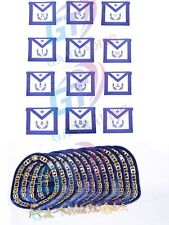 Masonic Blue Lodge Officers Aprons +Blue Chain Collar With Jewel ( 12- Pcs Set ) picture