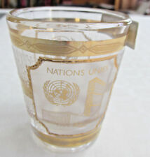 Vintage CULVER 22KT Gold Plated Glass United Nations UN Shot Glass, with Sticker picture