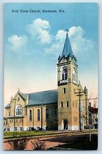 Kaukauna Wisconsin WI Postcard Holy Cross Church Building Exterior 1910 Unposted picture