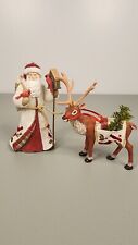  2018 Limited Edition Hallmark Father Christmas And Reindeer Ornaments Se Of 2 picture