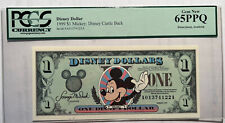 1999 DISNEY DOLLAR $1 MICKEY MOUSE Castle Back Serial A01374122A PCGS 65PPQ 5E picture