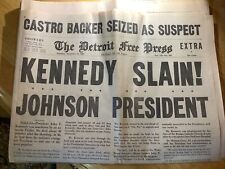 1863 JOHN F. KENNEDY KILLED Newspaper ~ Detroit Free press picture