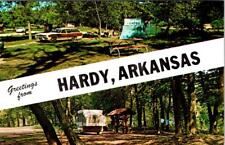 Hardy AR Arkansas BANNER GREETINGS Camping~Tents SHARP~FULTON COUNTIES Postcard picture