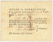 1782 dated Pay Table Office Order signed by Sam Wyllys - American Revolutionary  picture