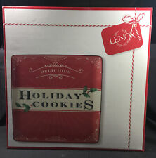 Lenox Red ￼￼Holiday Square Cookie Christmas Plate With The Original Box picture