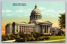 Missouri State Capitol Jefferson City Missouri MO VTG Linen Postcard picture