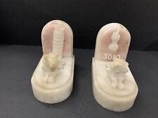 RARE Lions, Tower Of Pisa Italy Bookends Alabaster Marble MCM Vintage picture