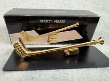 Vintage Golf Club Desk Paper Clip Clamp Gold Sporty Memos picture