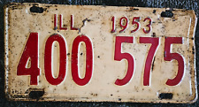 1953 ILLINOIS 400 575 Red and White License Plate picture