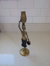 Vintage African Tribal Art Bronze Brass Metal candle holder/ Sculpture Woman picture