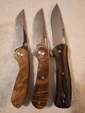 Lot Of 3 Knives Twosun Buck USA Wood Handle Scales picture