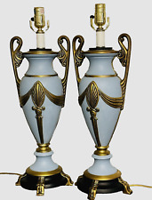 Neoclassical/Art Nouveau Pair of Blue/Gold Table Porcelain  Lamps picture