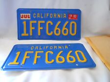 1970’s California CA Blue License Plates Pair Unrestored DMV Clear EXP 1983 picture