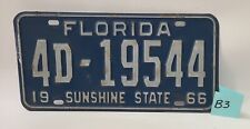 1966 Florida Sunshine State License Plate 4D-19544 Blue Metal Vintage Read ⬇(B3) picture