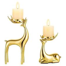 Sziqiqi Gold Reindeer Candle Holder for Pillar Candles Brass Reindeer Tealight picture