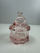 Vintage Moser Glass Pink Colonial Lady Powder Jar/Trinket Cambridge Ohio 5