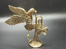 Vintage Gold Colored Trumpet And Dove Plastic Ornament picture