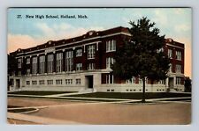 Holland MI-Michigan, New High School, Antique, Souvenir Vintage Postcard picture