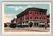 Fort Scott KS-Kansas, Marble Building, Main Street, Antique, Vintage Postcard picture