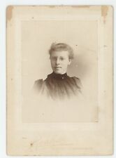 Antique c1880s ID'd Cabinet Card Young Woman Wearing Glasses Harrisburg, PA picture