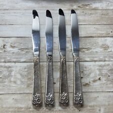 4 1950’s Wm. Rogers & Son April Flatware IS Silver Plate Dinner Knives 9 1/8 in. picture