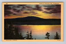 Discovery Bay WA-Washington, Sunset on Discovery Bay, Vintage Souvenir Postcard picture