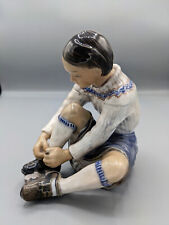Vintage Rare Denmark Dahl Jensen Porcelain Figurine Girl W Roller Skates 1306 5
