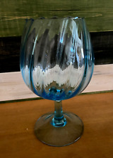 Vintage Empoli Blue Optic Twist Glass Stemmed Brandy Snifter picture
