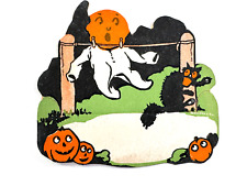 vtg Halloween Dennison Moon Laundry Black Cat Pumpkin Place Card invitation picture