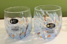 Set of 6 Italian Murano Confetti Stemless Wine Glasses NEW picture