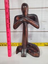 Wooden Sculpture Thinking Man Hand Crafted in Ghana African Home Decor 12” picture