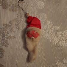 Vintage Primitive Handmade Cotton Batting Chestnut Santa Christmas Ornament 1949 picture