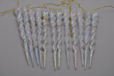 Vintage Christmas Ornament Icicles Irridescent Set of 12 Plastic picture