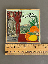 VTG GODDESS OF FRUITS POMONA PUBLIC LIBRARY CENTENNIAL PEWTER COASTER PLAQUE picture