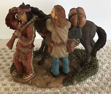 Frontier Man With Packhorse Native American Indian Guide Resin 4’Tall X 6” Wide picture