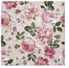 Paper Luncheon Decoupage Napkins Vintage Pink Roses Floral - Two  Single Napkins picture