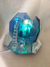 Blue & Clear Glass Lighthouse Dolphin Lamp Decorative Nautical Light Dimmer picture