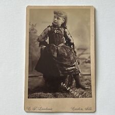 Antique Cabinet Card Photograph Charming Little Girl Polka Dot Dress Canton IL picture