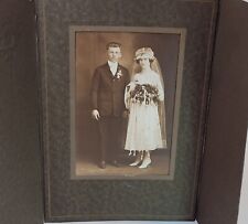 Antique 1920s Wedding Photo Mature Bride W/Groom Wonderful Dress &Headpiece Neb. picture