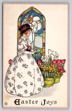 A/S MEP Margaret Evans Price Pretty Lady Church Stained Glass Postcard X25 picture