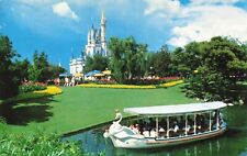 Postcard Walt Disney World Swan Boat Cinderella's Castle Magic Kingdom Canal picture